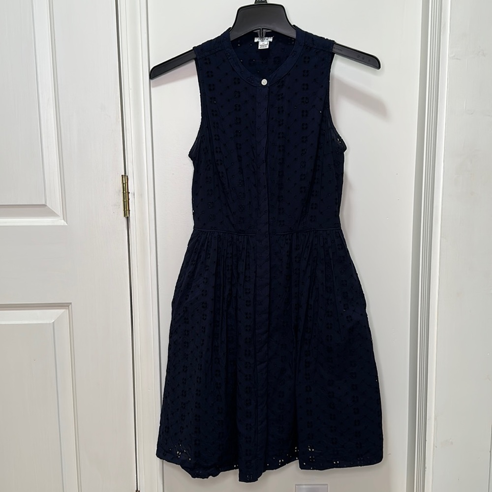 J. crew dress navy blue eyelet size xs